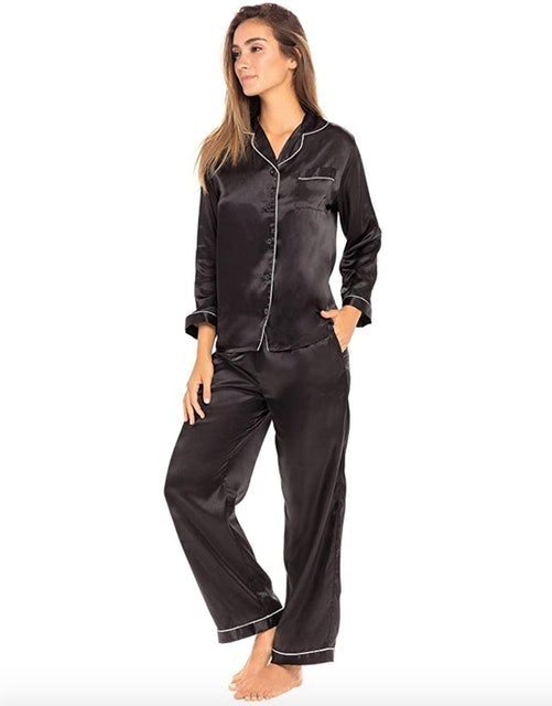 Button Down Satin Pajama Set 1