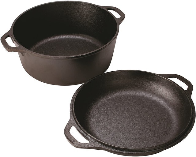 Pre-Seasoned Cast Iron Double Dutch Oven 2