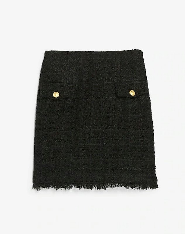 High Waisted A-Line Tweed Mini Skirt 1
