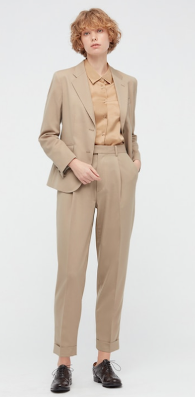 Women Wool-Blend Tucked Tapered Pants 1