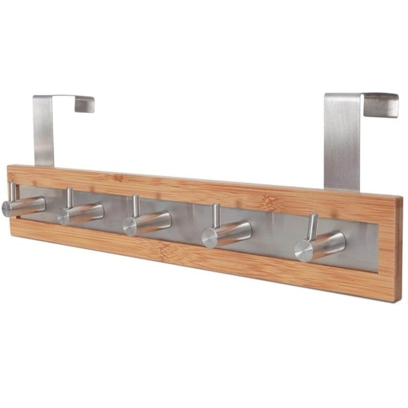 Bamboo Wood & Stainless Steel Towel Rack 1