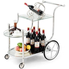 Metal Serving Cart With Tempered Glass