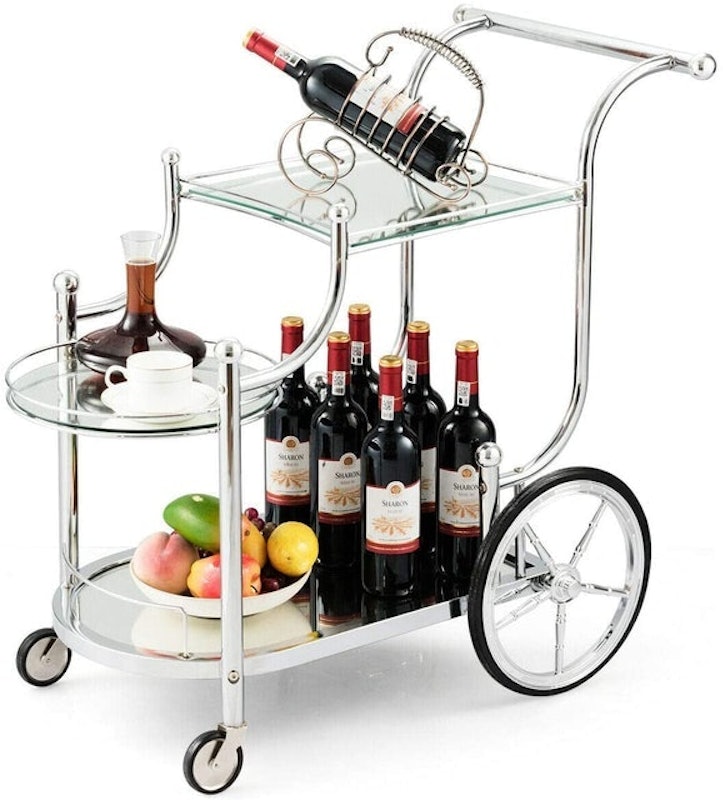 Metal Serving Cart With Tempered Glass 1