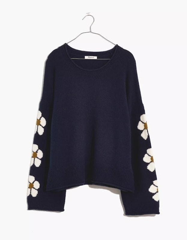 Belmore Floral-Sleeve Pullover Sweater 1