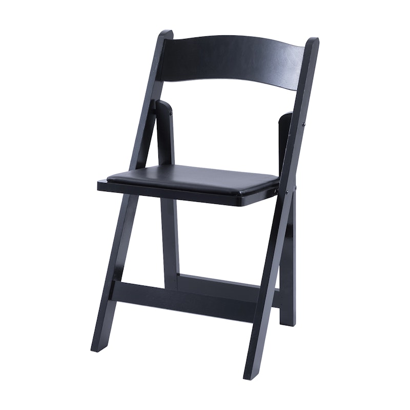 Hercules Series Black Wood Folding Chair with Vinyl Padded Seat 1