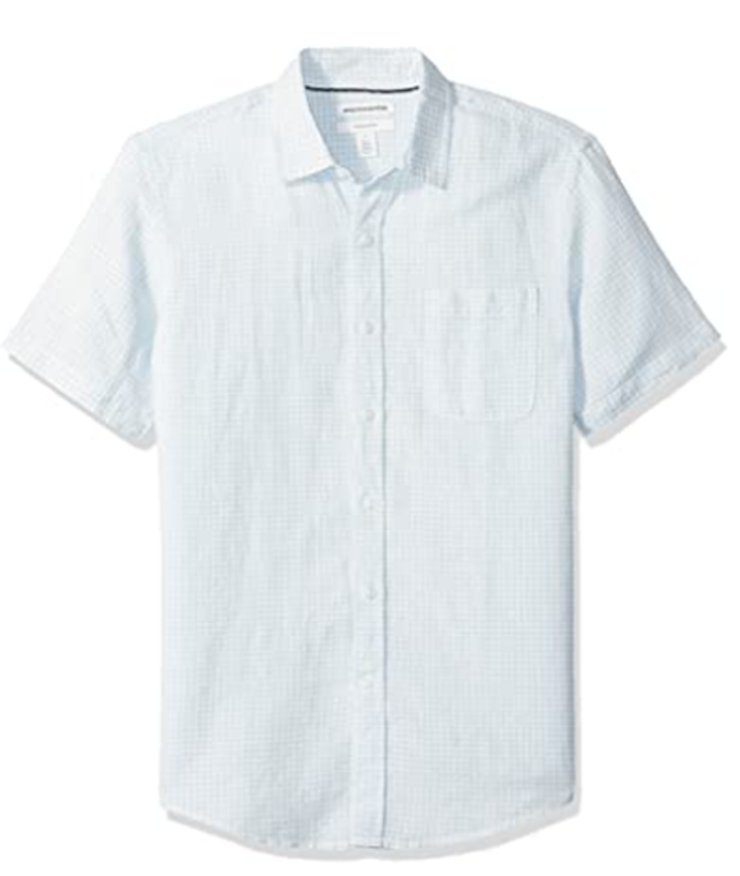 Men's Slim-fit Short-Sleeve Linen Shirt 1