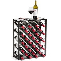 Wine Rack with Glass Table Top