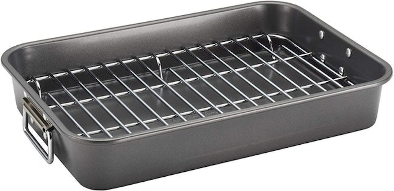 Nonstick Steel Roaster with Flat Rack 1