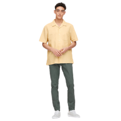 Men Linen Cotton Short-Sleeve Shirt