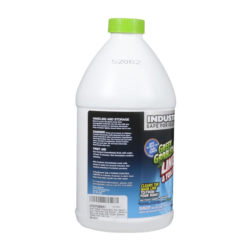 Green Gobbler Ultimate Main Drain Opener + Drain Cleaner + Hair Clog Remover - 64 oz (Main Lines Sinks Tubs Toilets Showers Kitchen Sinks)
