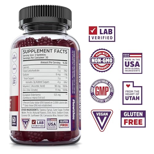 Nutrition Elder-Mune Sambucus Elderberry Gummies with Zinc and Vitamin C for Kids & Adults 2