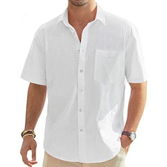 Men's Cotton Linen Short Sleeve Shirt
