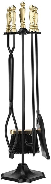 Rustic Wrought Iron 5-Piece Fireplace Tool Set 1