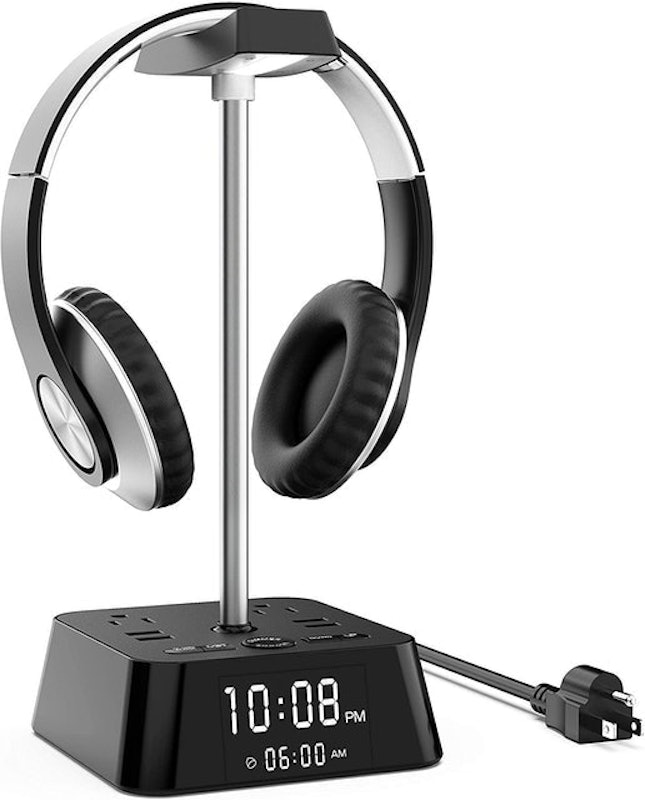 Headphone Stand With Clock Display 1