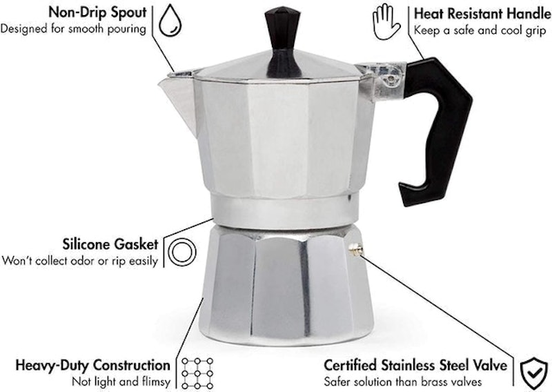 Zulay Kitchen 2 Cup Moka Pot Express Stovetop Espresso Coffee Maker Aluminum