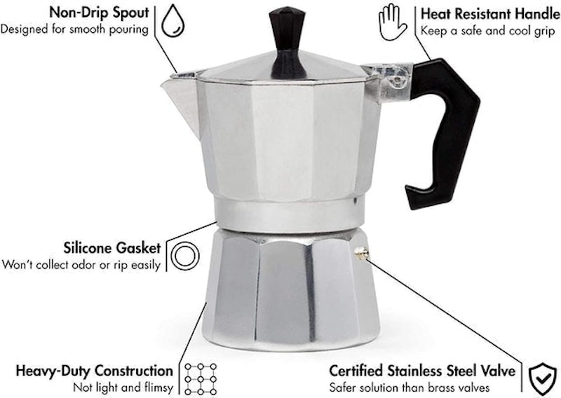 6-Cups Aluminum Espresso Maker 2