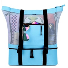 Mesh Beach Tote Bag With Detachable Beach Cooler