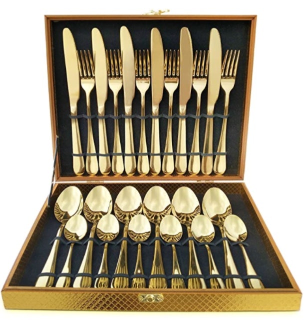 24-Piece Gold Flatware Set 1