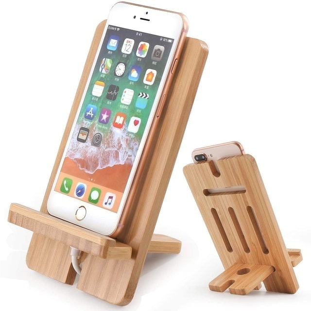 Bamboo Cell Phone Stand 1