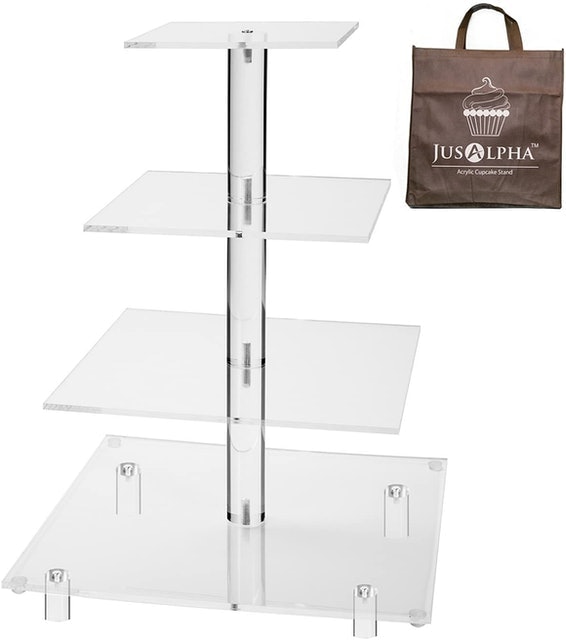 4-Tier Square Acrylic Cupcake Tower Stand 1
