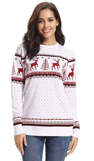 Ugly Christmas Reindeer Snowflakes Sweater  1