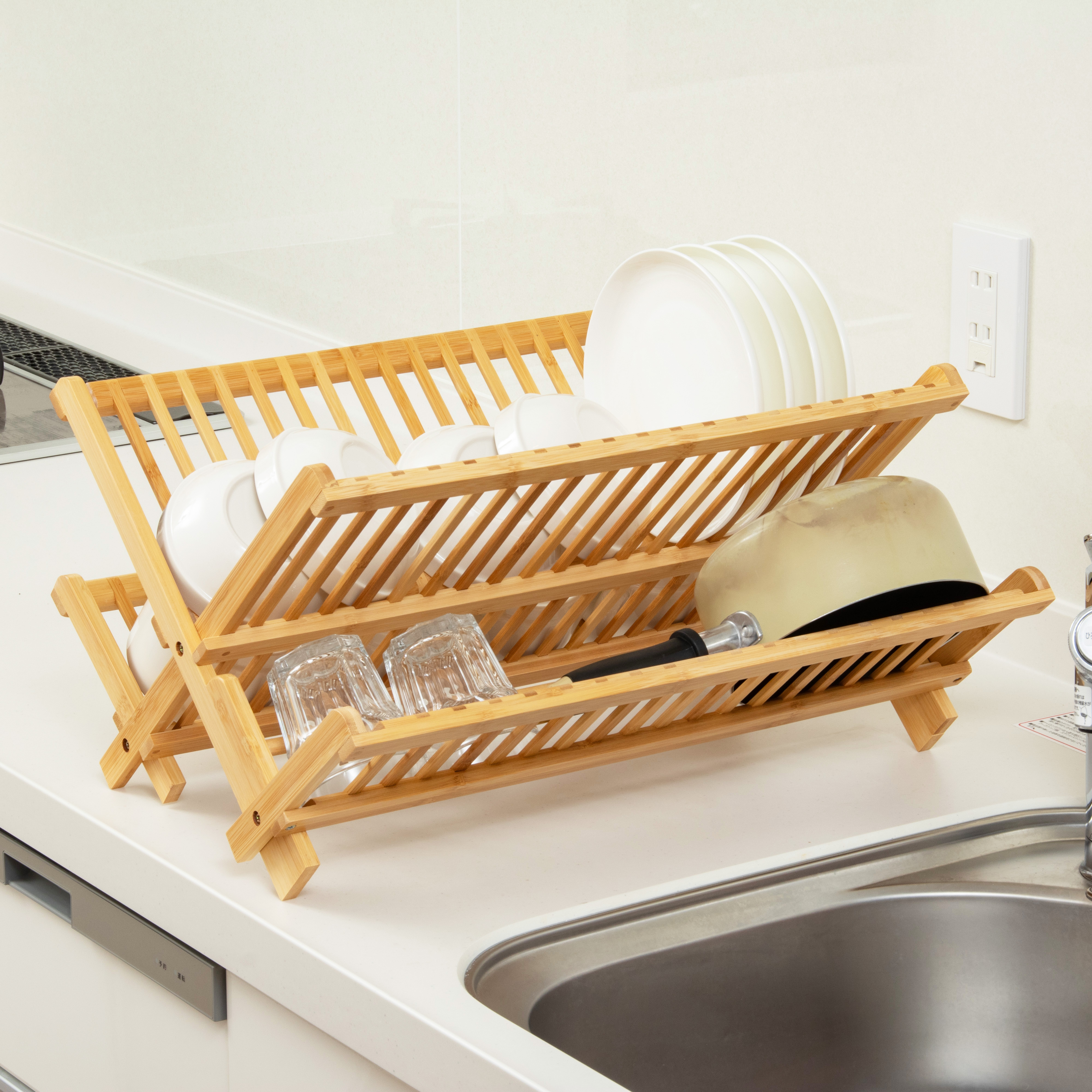 Collapsible Bamboo Dish Drying Rack 4