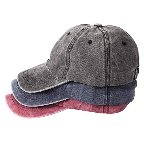 3 Pack Washed Plain Baseball Cap 1