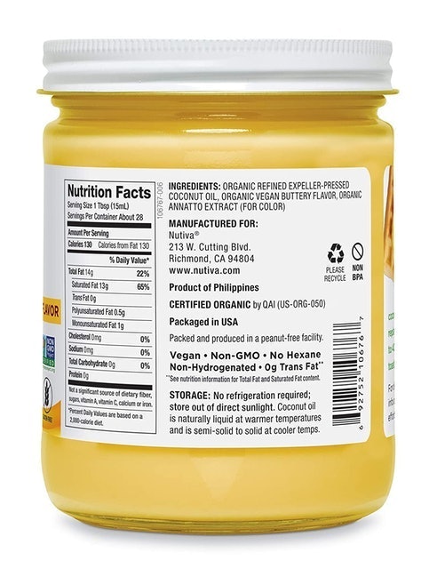 Organic Coconut Oil With Non-Dairy Butter Flavor 2