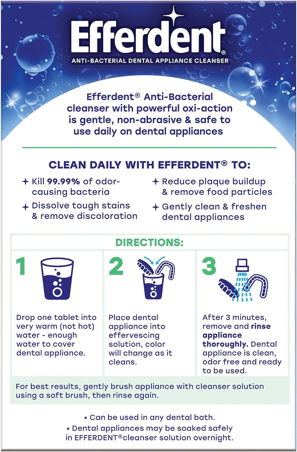 Plus Mint Anti-Bacterial Dental Appliance Cleanser Tablets 2