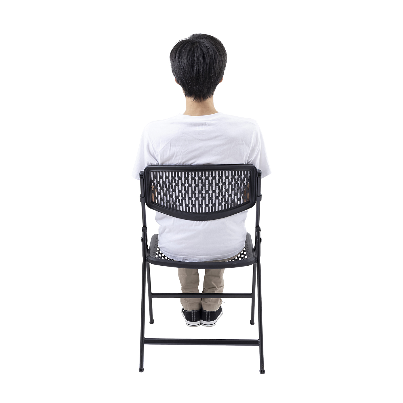Plastic Seat Folding Chair in Black (Set of 4) 9