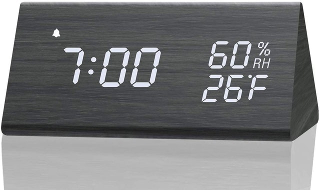 Digital Alarm Clock with Wooden LED Display 1
