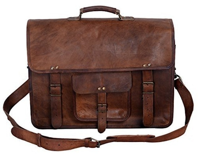 Leather Briefcase Laptop Messenger Bag 1
