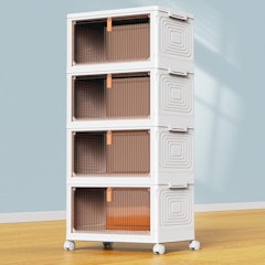4 Tier Plastic Storage Bins with Lid 23QT