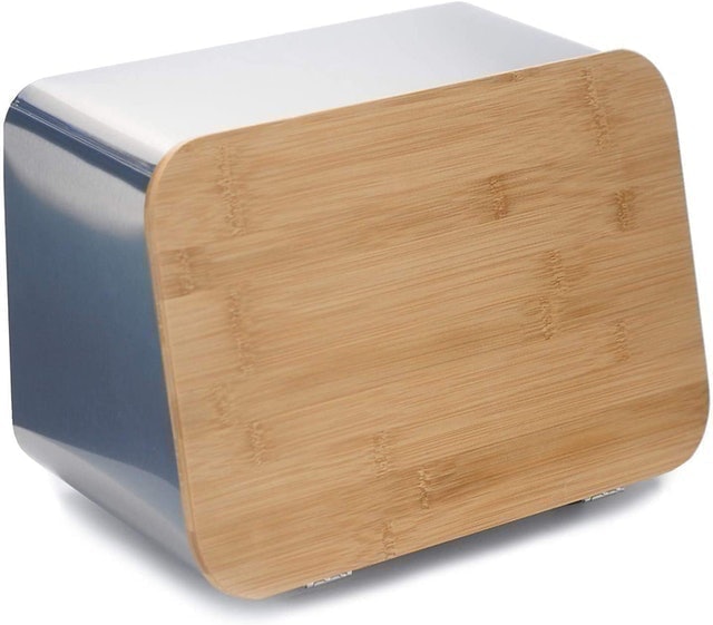 Bread Box With Bamboo Cutting Board Lid  1