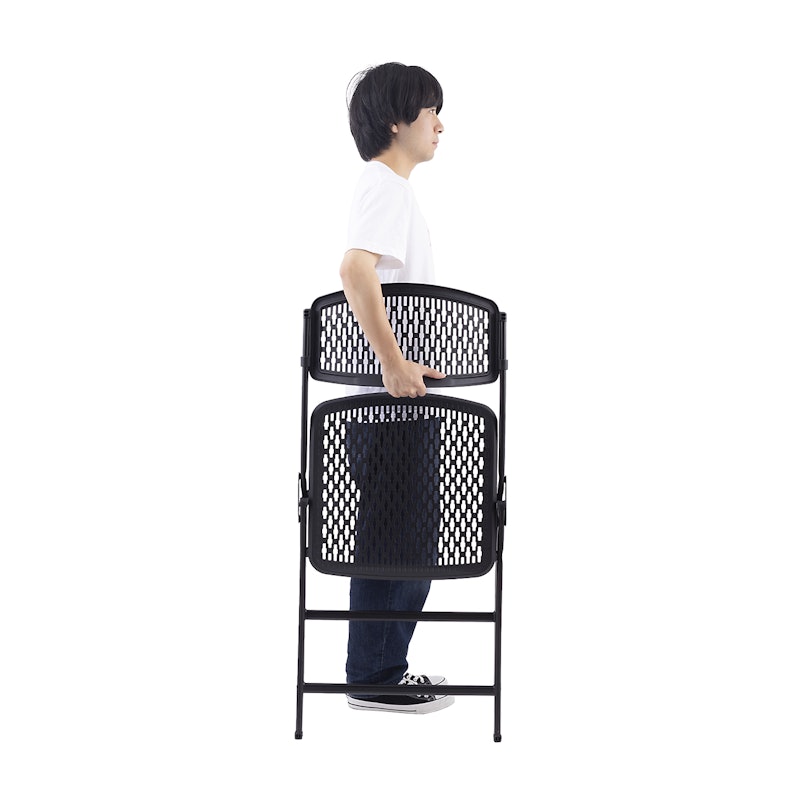 Plastic Seat Folding Chair in Black (Set of 4) 10