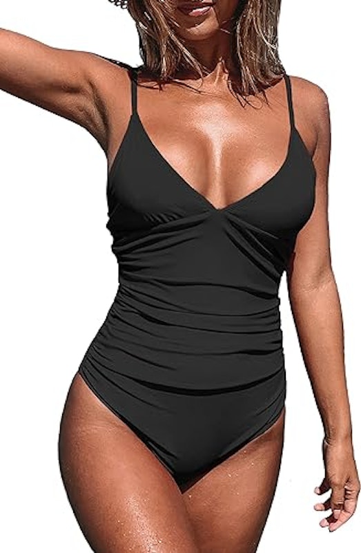 V Neck Tummy Control One Piece Swimsuit 1