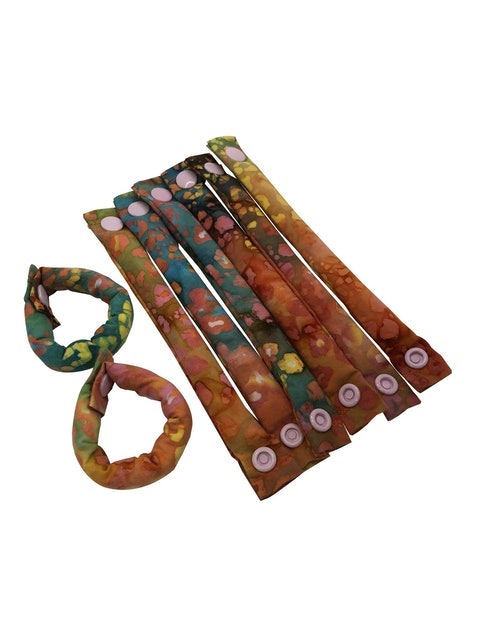 Pink Snap Marble Batik Fabric Hair Rollers 1