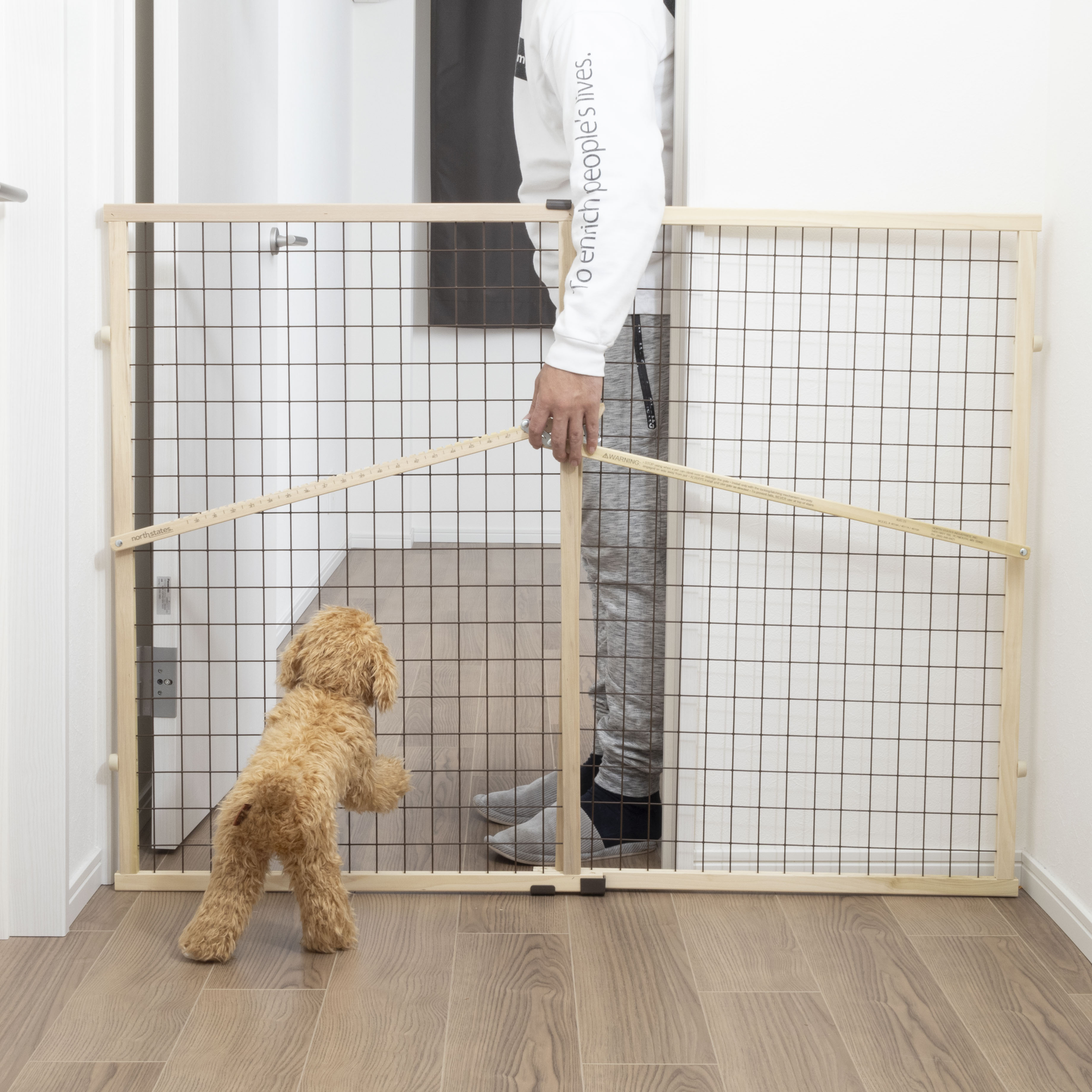 MyPet Extra Tall & Wide Wire Mesh Wood Petgate 5