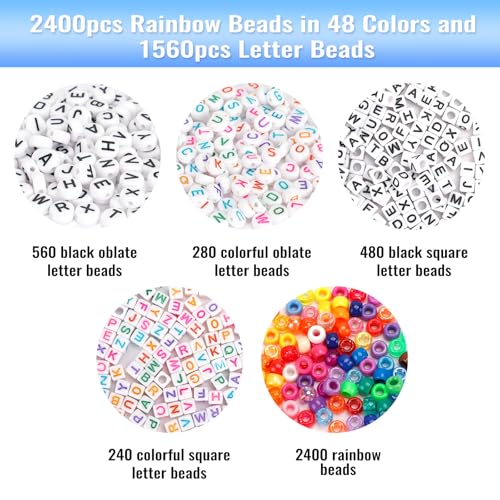 Quefe 3960pcs Pony Beads for Friendship Bracelet Making Kit 3