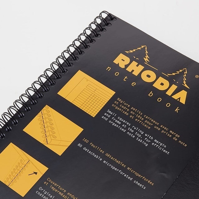 Rhodia Wirebound Notebook Black Grid, Satin 2