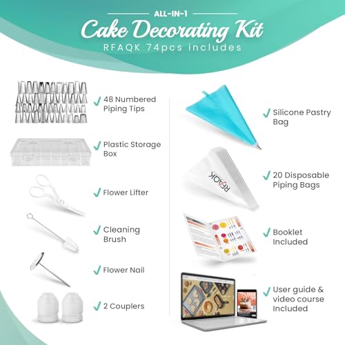 74 Piece Icing Piping Bags and Tips Set 2
