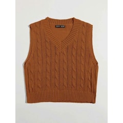 V Neck Cable Knit Sweater Vest