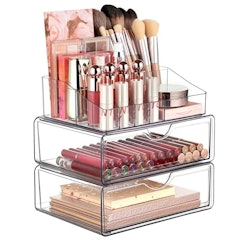 3 Tier Clear Makeup Organizer with Drawer