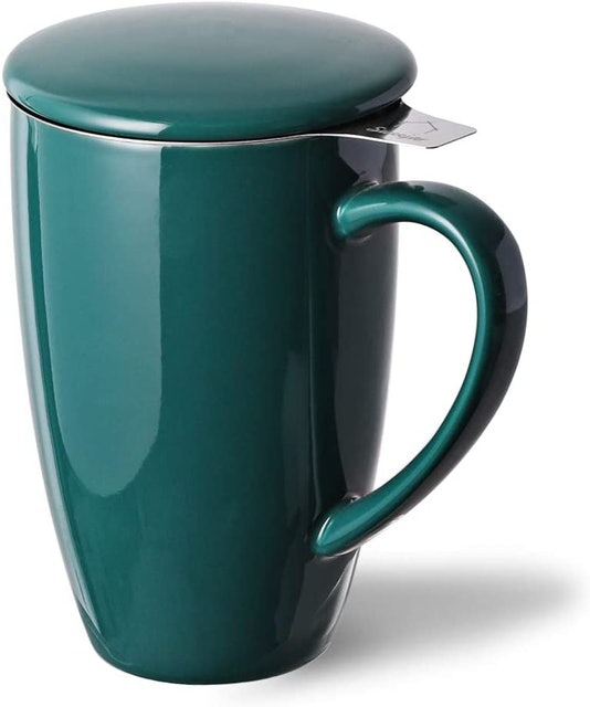 Porcelain Tea Mug with Infuser and Lid 1