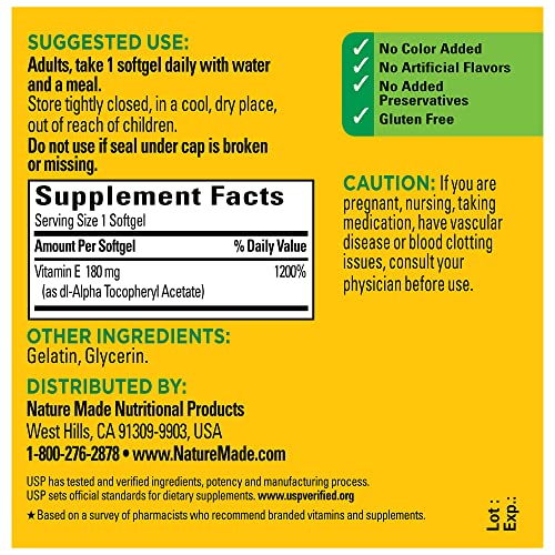 Vitamin E 400 IU (180 mg) dl-Alpha Softgels 2