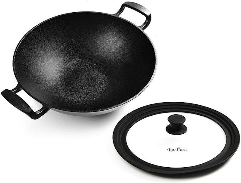 Heavy Flat Bottom Wok with Silicone Lid 1