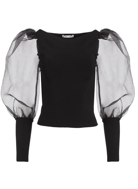 Abella Tulle Puff-Sleeve Blouse 1