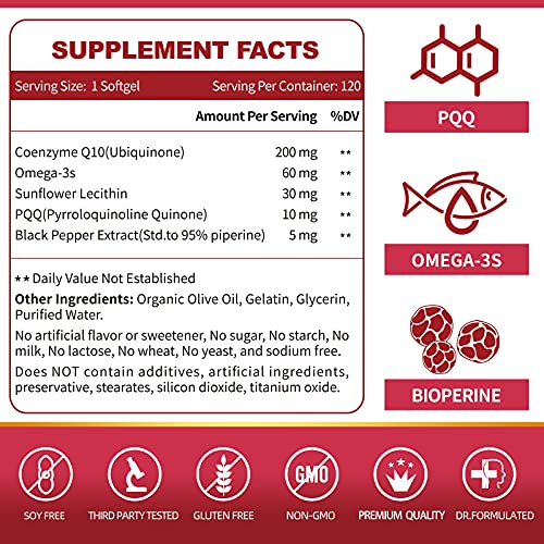 CoQ10 Supplement 200mg Softgels with PQQ 2