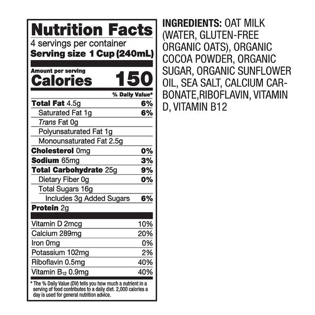 Organic Chocolate Oat Milk  2