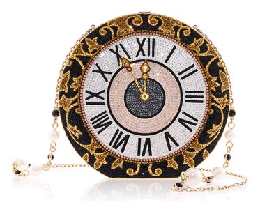 Disc Midnight Strikes Clockface Crystal Clutch Bag 1
